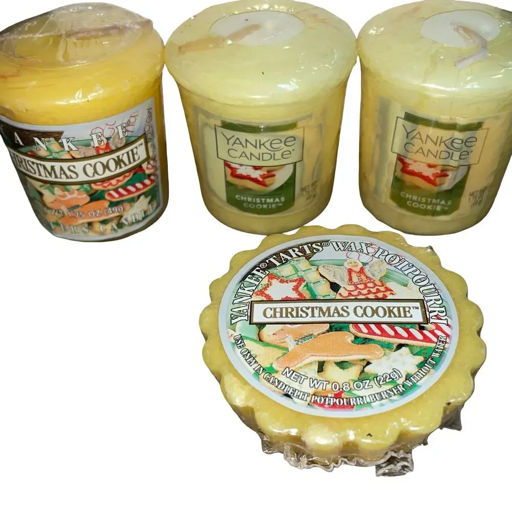 Vintage Yankee Candle Christmas Cookie Lot 11pc Tea Lights Votives Wax Tart HTF